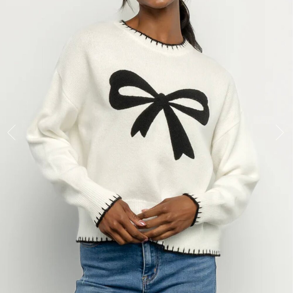 BRAND NEW Baltic Born Bow Sweater | Cream + Black - S